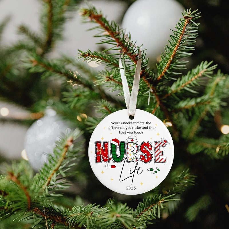 SUCHAGIFT Nurse Ornament - Nurse Ornaments for Christmas Tree - Gifts for Nurses Female - Nurses Preceptor Practitioner Nicu RN Gifts for Women - Nursing Ornaments for Tree - Ceramic Ornament 2025 - Image 5